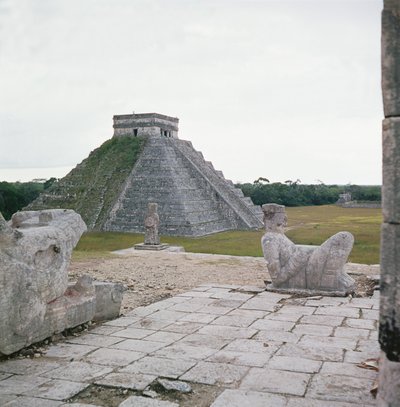 El Castillo, view from the Temple of Warriors, showing Chacmool by Mayan